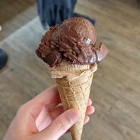 Dark chocolate + cinnamon + vegan cone at Roberto Gelato in Utrecht