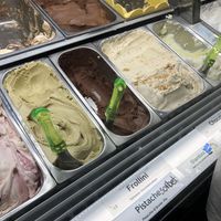 vegan pistachio! and giunduia hazelnut with raspberry coconut!  at Roberto Gelato in Utrecht