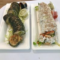 Two vegan sushi rolls at Dharma Sushi & Thai in Boise