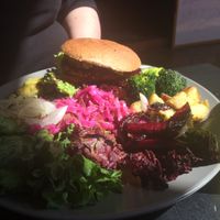 Quinoa burger at Cafe Vida in La Paz