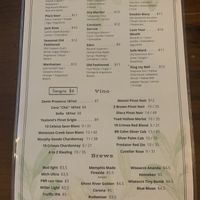 Drink menu at Cafe Pontotoc in Memphis