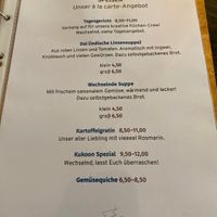 Menu at Kukoon in Bremen