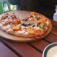 Vegetarian pizza at CassellBella's Bakery Cafe in Northcote