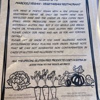 Menu at ONO in Rhodes