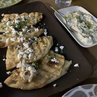 Garlic bread with tzatziki  at ONO in Rhodes