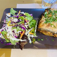 Moussaka with tofu  at ONO in Rhodes