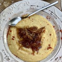 Fava bean with caramalised onion at ONO in Rhodes