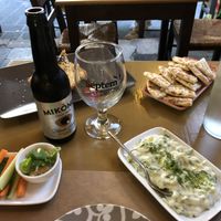 Vegan tsatsiki, finally! And the filo covered vegan feta is to die for! at ONO in Rhodes