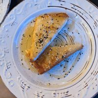 Vegan feta filo parcel with maple syrup and sesame at ONO in Rhodes