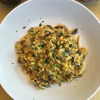 Vegan mixed grain ";risotto"; with mushrooms & saffron at ONO in Rhodes