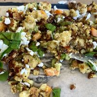 Chickpea flour scramble  at ONO in Rhodes