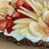 Yogurt and honey open tost at ONO in Rhodes