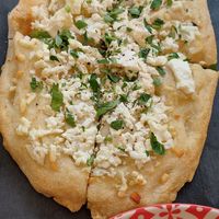 Feta and garlic flatbread at ONO in Rhodes