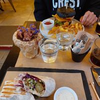 VEGAN burger, falafel & hummus wrap at ONO in Rhodes