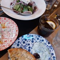 VEGAN Creek salad, VEGAN tzatziki with pita at ONO in Rhodes