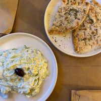 pita bread with tsatziki  at ONO in Rhodes