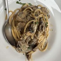 Mushroom linguine - so creamy and delicious!  at ONO by Marouli in Rhodes