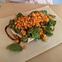 Hummus open toast at ONO by Marouli in Rhodes