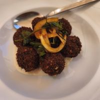 Falafel on tahini at ONO by Marouli in Rhodes