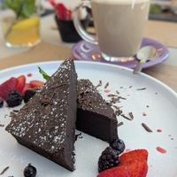 Brownie and latte at ONO by Marouli in Rhodes