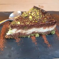 Vegan dubai chocolate style cake at ONO by Marouli in Rhodes