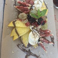 Gluten free bread, with vegan Nutella and fresh fruits.  at ONO by Marouli in Rhodes