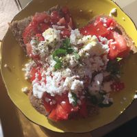 Vegan bruschetta  at ONO in Rhodes