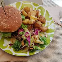 Super tasty vegan cheese burger at ONO in Rhodes