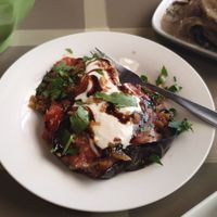 Mousakka with vegan feta at ONO in Rhodes