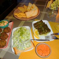 Falafel, vegan tzatziki and dolmades at ONO in Rhodes