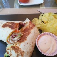 Tortilla with veggies, avocado and spicy mayo at ONO in Rhodes