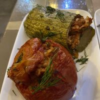 Stuffed tomatoes and stuffed courgette  at ONO in Rhodes
