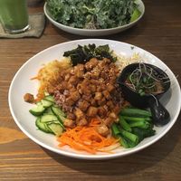 Green smoothie, kale Caesar, and bibimbap  at Plants in Taipei