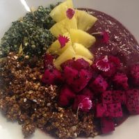 Acai bowl with a blend of spirulina-sprouted and cacao goji homemade rawnola. Overall very good! Not a frozen slurpee and actually could taste every distinct flavor. Granola had a good and satisfying crunch. Fruits weren't so cold that it makes your gums numb. at Plants in Taipei