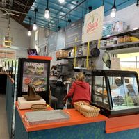 Shot of the stall within the Blue Dogwood public market at Soul Cocina in Durham