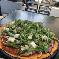 The Greek pizza at Veganaki in Athens