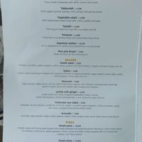 Menu at Veganaki in Athens
