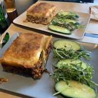 moussaka and pastitio (in the back)  at Veganaki in Athens