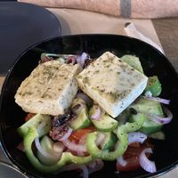 Greek salad with vegan feta   at Veganaki in Athens