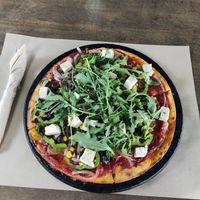 Greek pizza at Veganaki in Athens