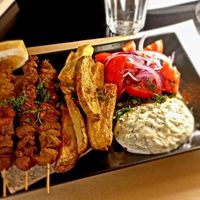 Souvlaki platter  ❤ at Veganaki in Athens