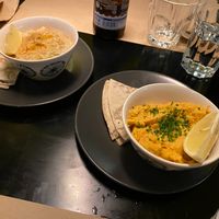 Fava Bean Dip & Hummus at Veganaki in Athens