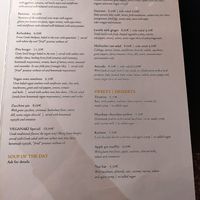 Menu at Veganaki in Athens