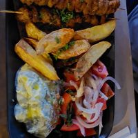 Souvlaki with Tsatsiki at Veganaki in Athens