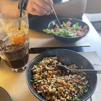 Lentil salad and Dakos salad  at Veganaki in Athens