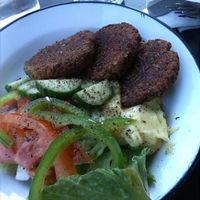 baked lentil burgers  at Veganaki in Athens