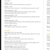 Menu  at Veganaki in Athens