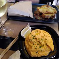 Bean Fava and pita burger at Veganaki in Athens