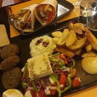 Souvlaki wraps + veganki special at Veganaki in Athens