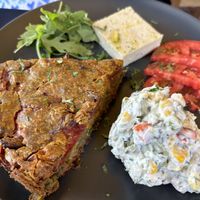 Oven baked vegan omelette  at Veganaki in Athens